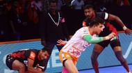 Asish Sangwan (left) is seen attempting an ankle hold.